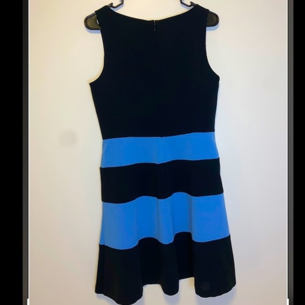 Ann Taylor black and blue striped dress